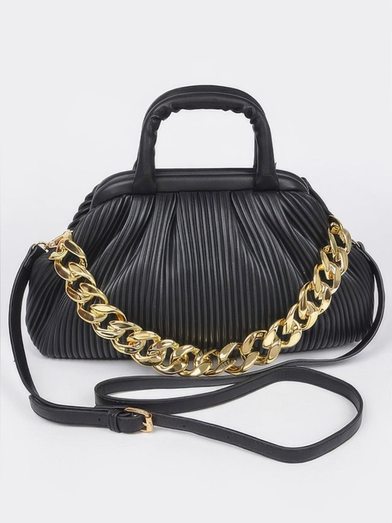 Shannel’s Closet Handbags - Pleated Faux Leather Top Handle Bag